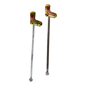 Lot of (2) Hand-Blown Glass Swizzle Sticks Barware Mixed Drinks - Colorful Socks